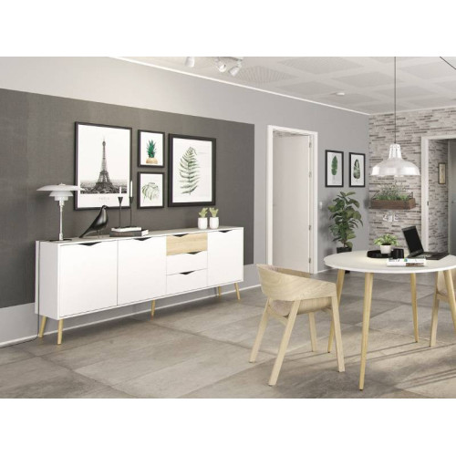Aparador Oslo 3 calaixos / 3 portes roure blanc | Kitdescans