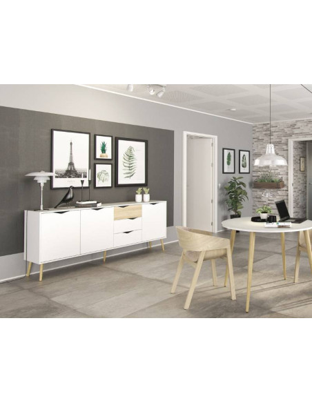 Aparador Oslo 3 calaixos / 3 portes roure blanc | Kitdescans Aparador Oslo 3 calaixos / 3 portes roure blanc | Kitdescans