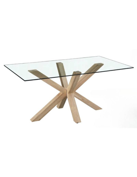 comprar Mesa Logos rectangular vidrio y madera natural en Andorra