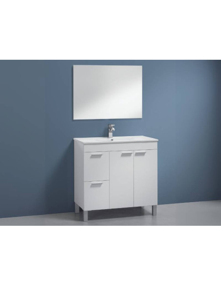 Moble Lavabo Aktiva 2 Calaixos 2 Portes Amb Mirall Blanc | Kitdescans Moble Lavabo Aktiva 2 Calaixos 2 Portes Amb Mirall Blanc | Kitdescans