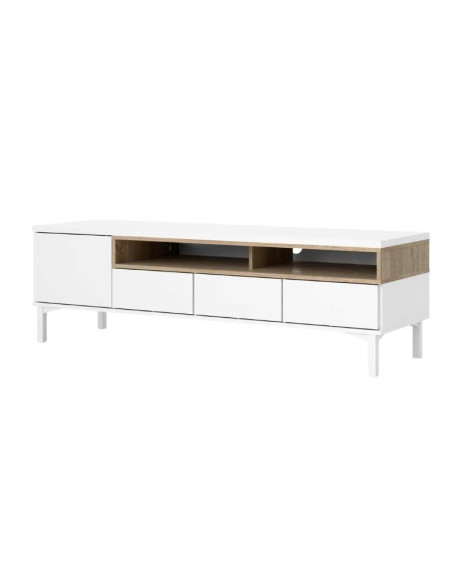 Roomers TV Stand in White and Oak | Kitdescans