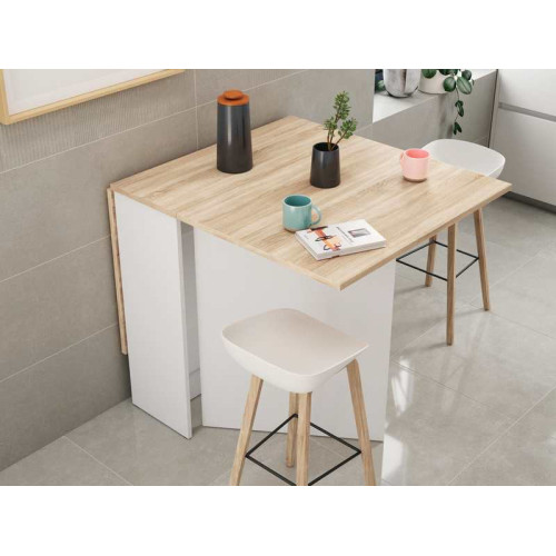 Mesa de Cocina Fly Plegable blanco Artik y roble Canadian