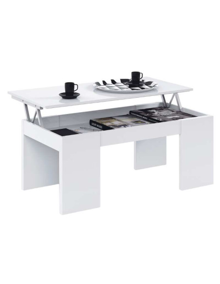 Table Elevable de Centre Kendra Blanc Brillant | Kitdescans Table Elevable de Centre Kendra Blanc Brillant | Kitdescans