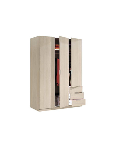 Armario 3 Puertas con 3 Cajones Roble
