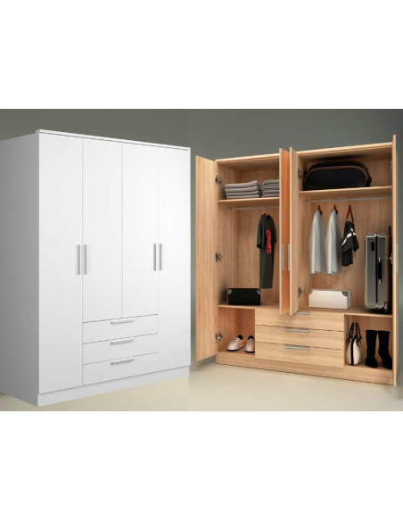Armario Eco+ 3 Cajones 4 Puertas Roble